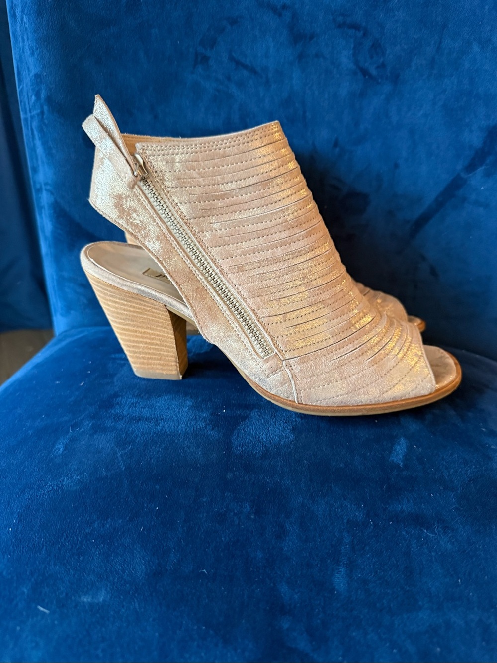 Paul Green Cayanne peep-toe bootie in metallic leather.